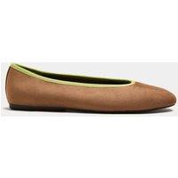 M&S Contrast Trim Flat Ballet Pumps Taupe Mix