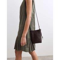 JAEGER Leather Lattice Cross Body Bag Rum