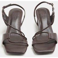 JAEGER Leather Strappy Block Heel Sandals Rum