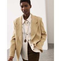 Autograph Flax Linen Blend Relaxed Textured Blazer Khaki