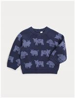 Pure Cotton Cow Motif Knitted Jumper (0-3 Yrs)