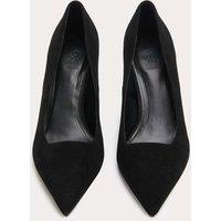 M&S Suede Kitten Heel Pointed Court Shoes Black