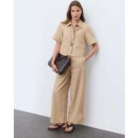 Autograph Flax Linen Frayed Edge Cropped Blazer Stone