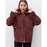 Autograph Suede Collared Bomber Jacket Cranberry
