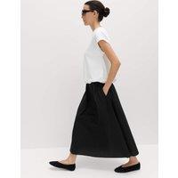 M&S Pure Cotton Poplin Tie Side Midi Skirt Black