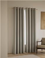 M&S Basketweave Eyelet Curtains Light Grey