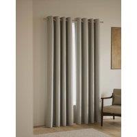 M&S Basketweave Eyelet Curtains Light Grey