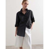 JAEGER Silk Blend Collared Relaxed Shirt Black