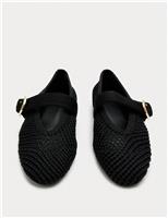 M&S Buckle Flat Mary Jane Ballet Pumps Orange