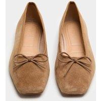 M&S Suede Flat Square Toe Ballet Pumps Camel