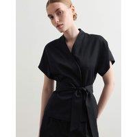 JAEGER Wrap Jacket with Linen Black