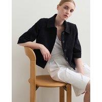 JAEGER Pure Cotton Textured Trucker Jacket Black