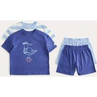 M&S 2 Pack Seagull Graphic Short Pyjamas (1-8 Yrs) Blue Mix