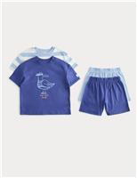Kids 2 Pack Seagull Graphic Short Pyjamas (1-8 Yrs)