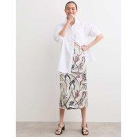 JAEGER Floral Midi A-Line Skirt Ivory Mix