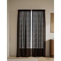M&S Cotton Linen Blend Sheer Multiway Curtains Chocolate