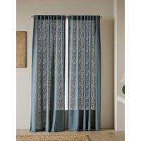 M&S Cotton Linen Blend Sheer Multiway Curtains Dusty Blue