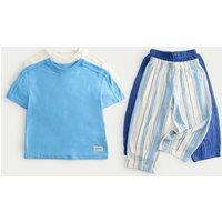 M&S 2 Pack Striped Pyjama Sets (1-8 Yrs) Blue Mix