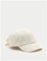 Kids Pure Cotton Broderie Bow Back Cap (3-13 Yrs)