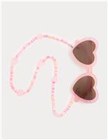 M&S Kids' Heart Sunglasses with Chain (S-L) Pink Mix