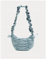 M&S Textured Crossbody Ruched Bag Denim