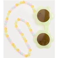 M&S Kids' Flower Sunglasses with Chain Green