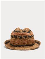 Kids Straw Trilby Hat