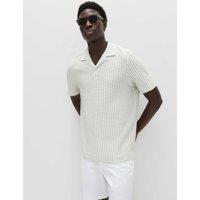 M&S Cotton Rich Jersey Geometric Polo Shirt Pistachio