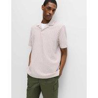 M&S Cotton Rich Jersey Geometric Polo Shirt Antique Rose