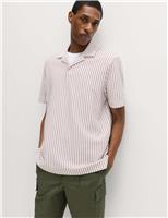 M&S Cotton Rich Jersey Geometric Polo Shirt Antique Rose
