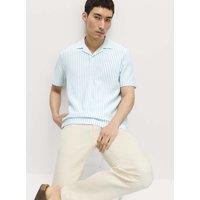 M&S Cotton Rich Jersey Geometric Polo Shirt Powder Blue