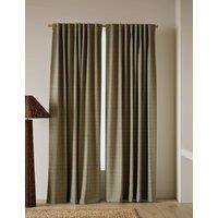 M&S Pure Cotton Gingham Semi-Sheer Multiway Curtains Olive