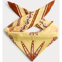 JAEGER Cotton Rich Patterned Scarf with Silk Yellow