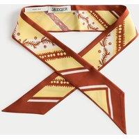 JAEGER Pure Silk Printed Thin Scarf Yellow