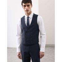 Autograph Wool Linen Blend Slub Waistcoat Navy