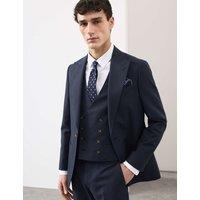 Autograph Tailored Fit Wool Blend Textured Suit Jacket Navy
