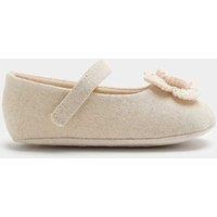 M&S Baby Flower Ballet Pram Shoes (0-18 Mths) Neutral