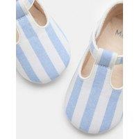 M&S Baby Stripe T-Bar Pram Shoes (0-18 Mths) Blue Mix