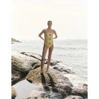 JAEGER Printed Square Neck Swimsuit Yellow