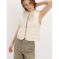 M&S Pure Cotton Quilted Gilet Ecru