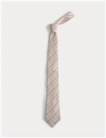 JAEGER Linen Silk Blend Striped Tie Stone
