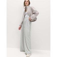 M&S Pleat Front Wide Leg Palazzo Trousers Grey