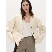 M&S Linen Rich Lightweight Quilted Jacket Stone