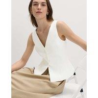 M&S Waisted Single Breasted Waistcoat Ivory