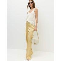 M&S Satin Flared Trousers Citrus