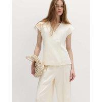M&S Tie Front Wrap Detail Waistcoat with Linen Ivory