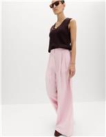 M&S Lyocell Rich Pleat Front Palazzo Trousers English Rose