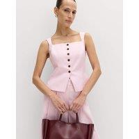 M&S Tailored Strappy Cropped Waistcoat with Linen English Rose