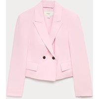 M&S Relaxed Double Breasted Blazer with Linen English Rose