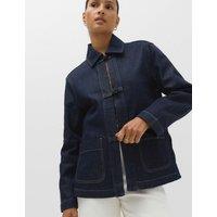 M&S Cotton Lyocell Blend Denim Tie Front Jacket Medium Indigo